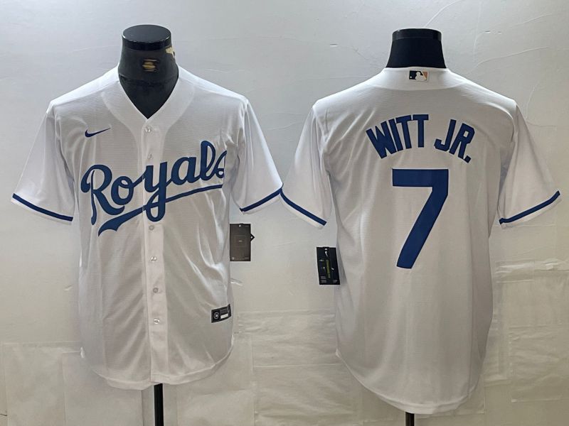 Men Kansas City Royals 7 Witt jr White 2024 Nike Game MLB Jersey style 1